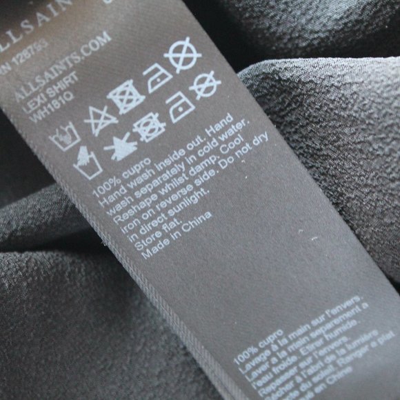 ALLSAINTS Lexi Collarless Button-Down Shirt / XS / Black Blouse - Picture 12 of 12